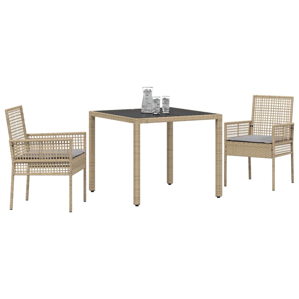 Garden Dining Set 3 pcs Beige Poly rattan