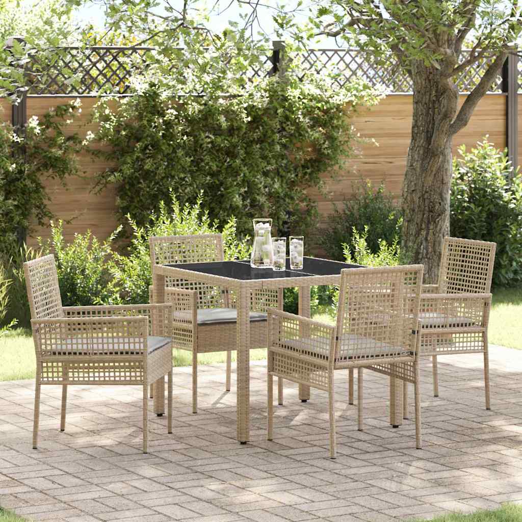 Garden Dining Set 5 pcs Beige Poly rattan