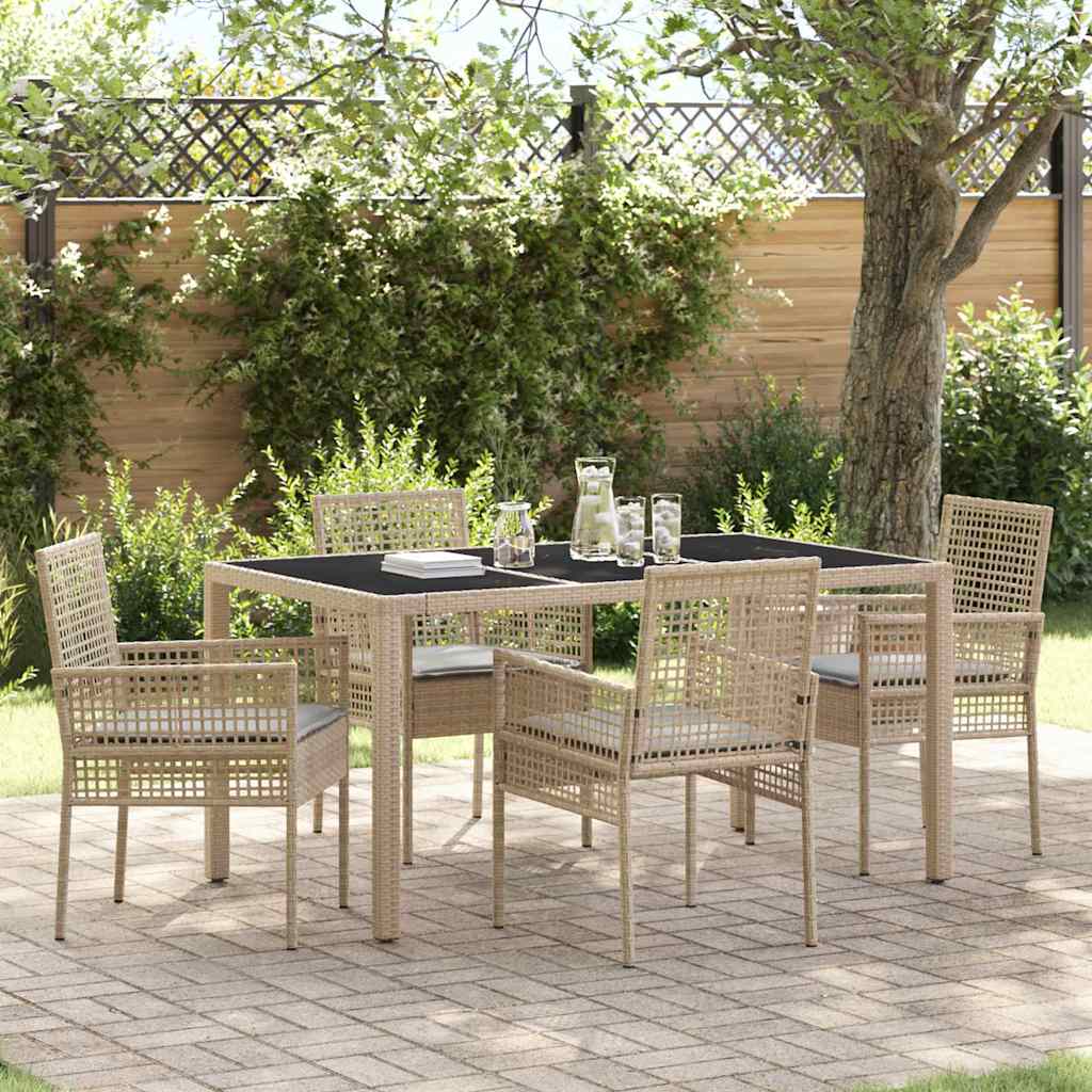 Garden Dining Set 5 pcs Beige Poly rattan