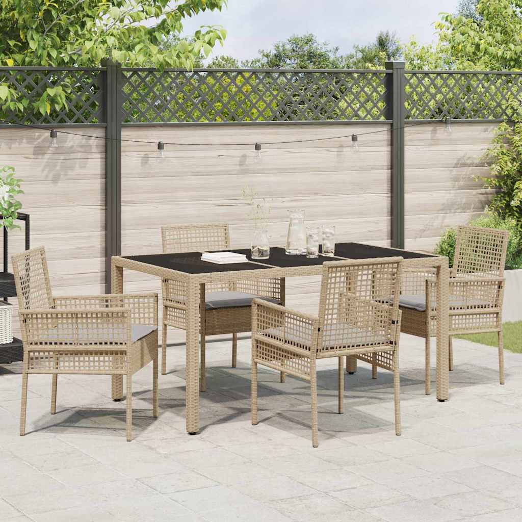 Garden Dining Set 5 pcs Beige Poly rattan