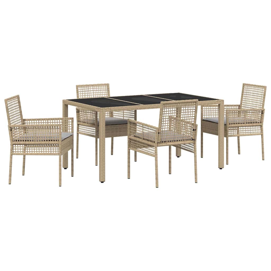 Garden Dining Set 5 pcs Beige Poly rattan