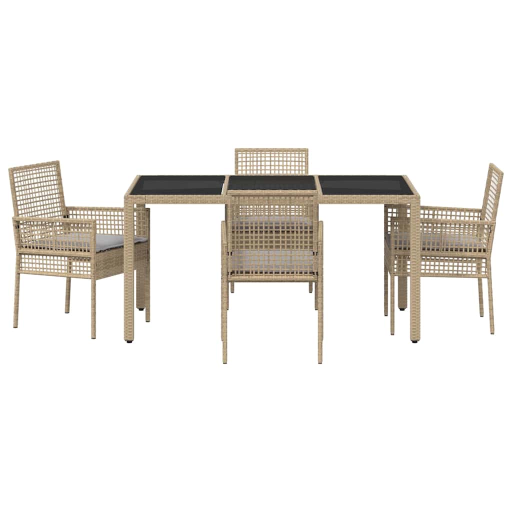 Garden Dining Set 5 pcs Beige Poly rattan