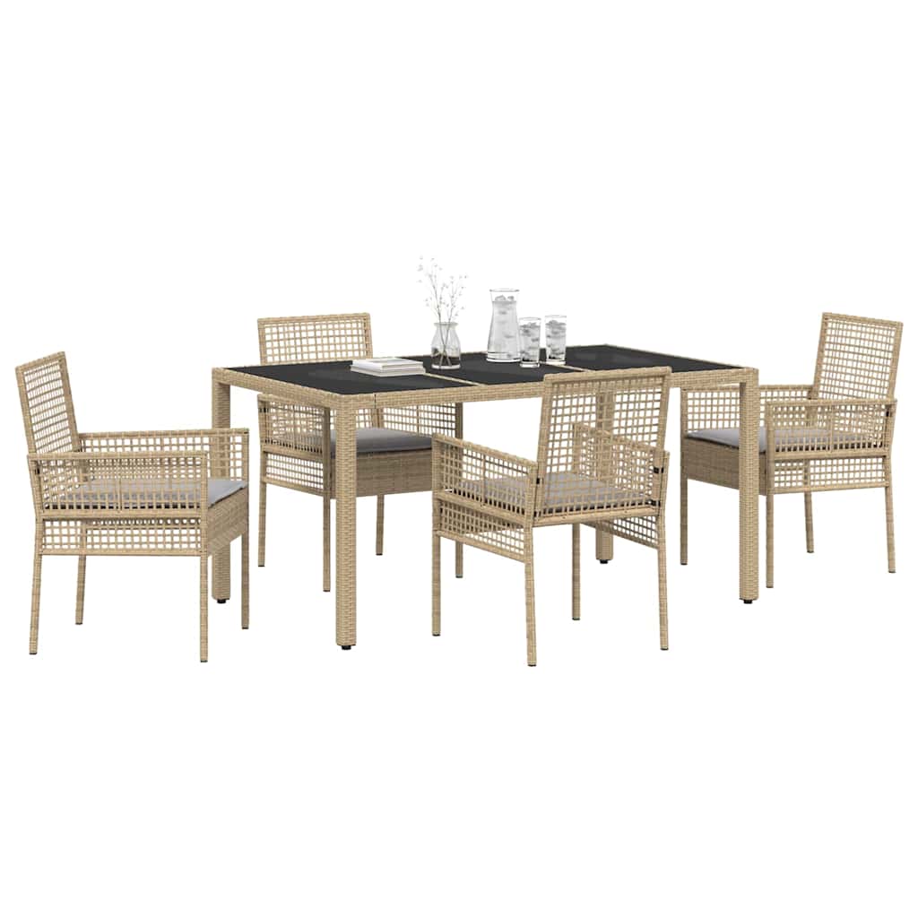 Garden Dining Set 5 pcs Beige Poly rattan