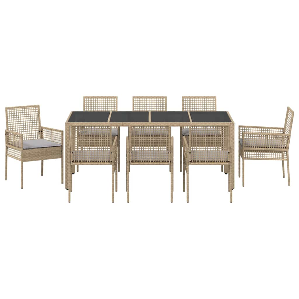 Garden Dining Set 9 pcs Beige Poly rattan