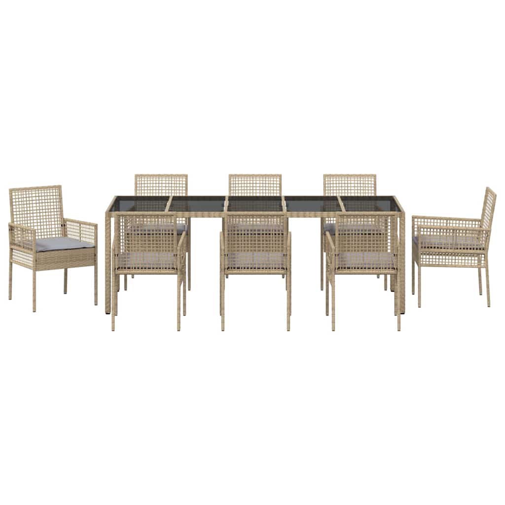 Garden Dining Set 9 pcs Beige Poly rattan