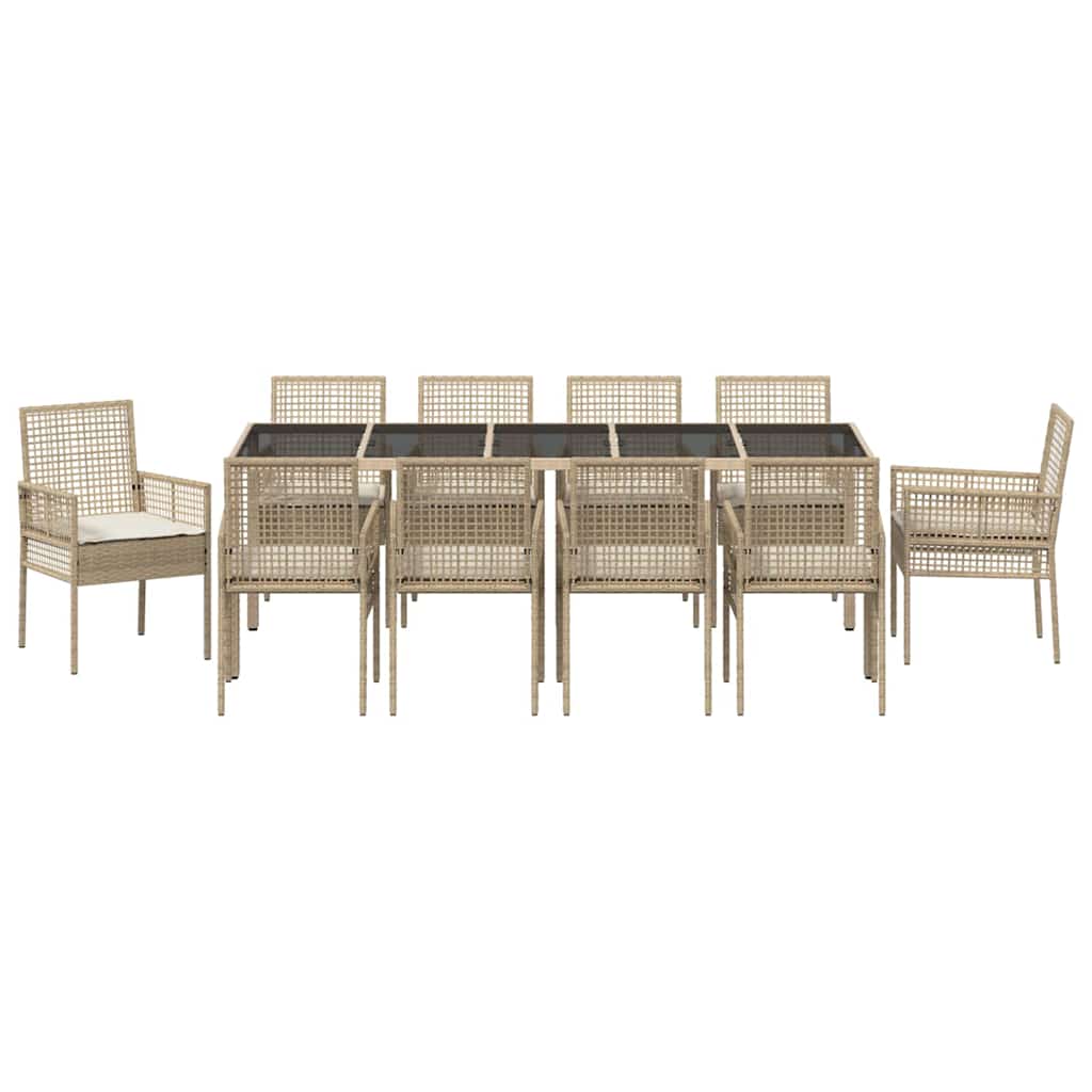 Garden Dining Set 11 pcs Beige Poly rattan