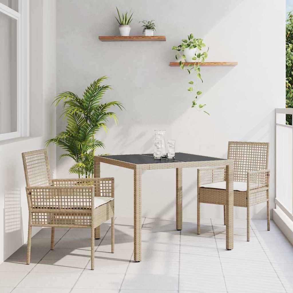 Garden Dining Set 3 pcs Beige Poly rattan