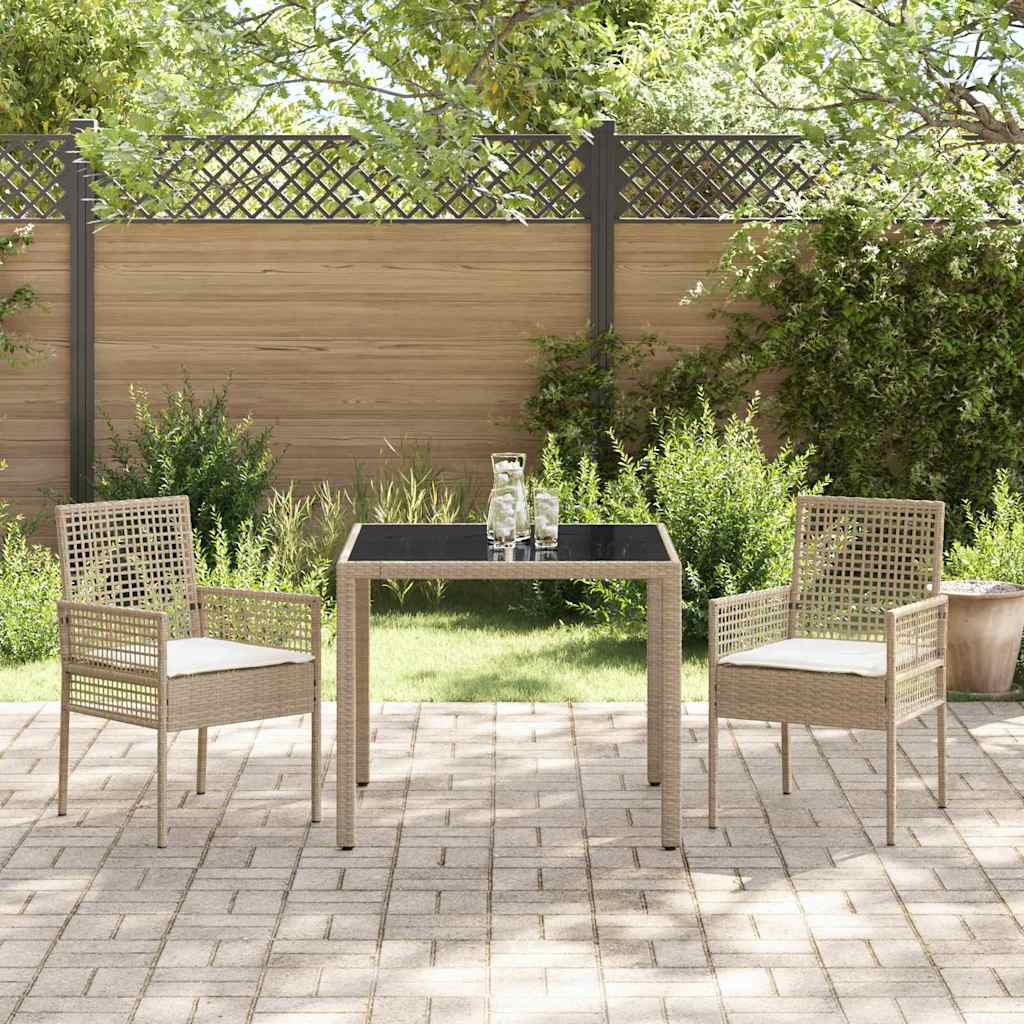 Garden Dining Set 3 pcs Beige Poly rattan