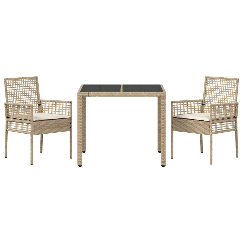 Garden Dining Set 3 pcs Beige Poly rattan