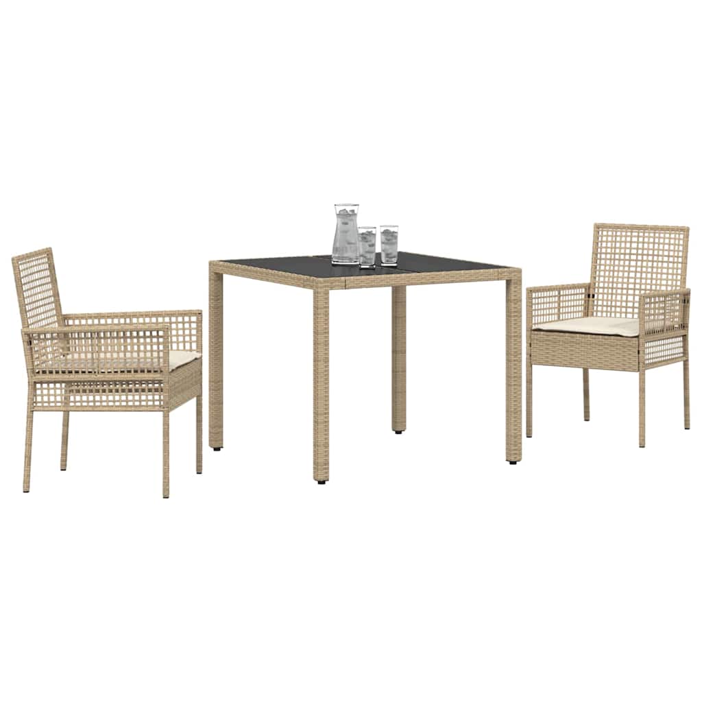 Garden Dining Set 3 pcs Beige Poly rattan