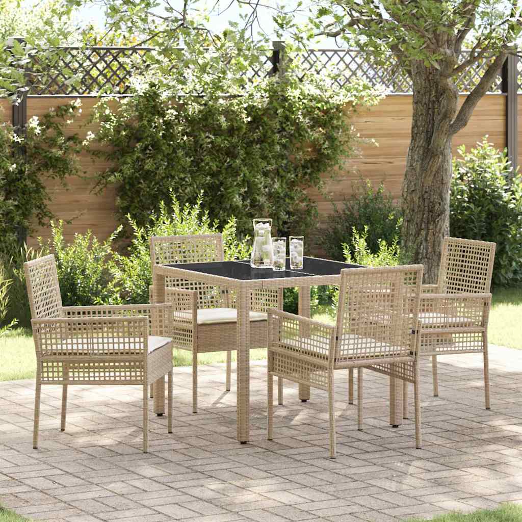 Garden Dining Set 5 pcs Beige Poly rattan