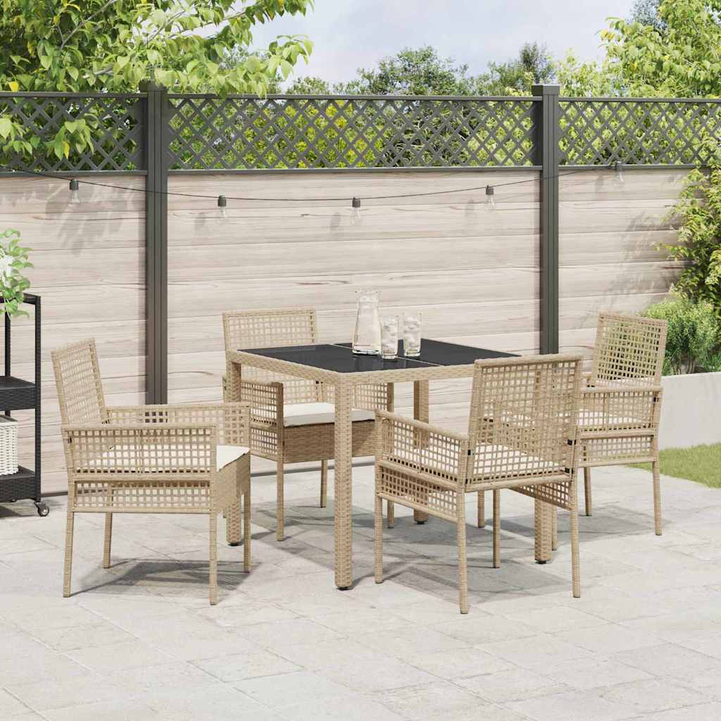 Garden Dining Set 5 pcs Beige Poly rattan