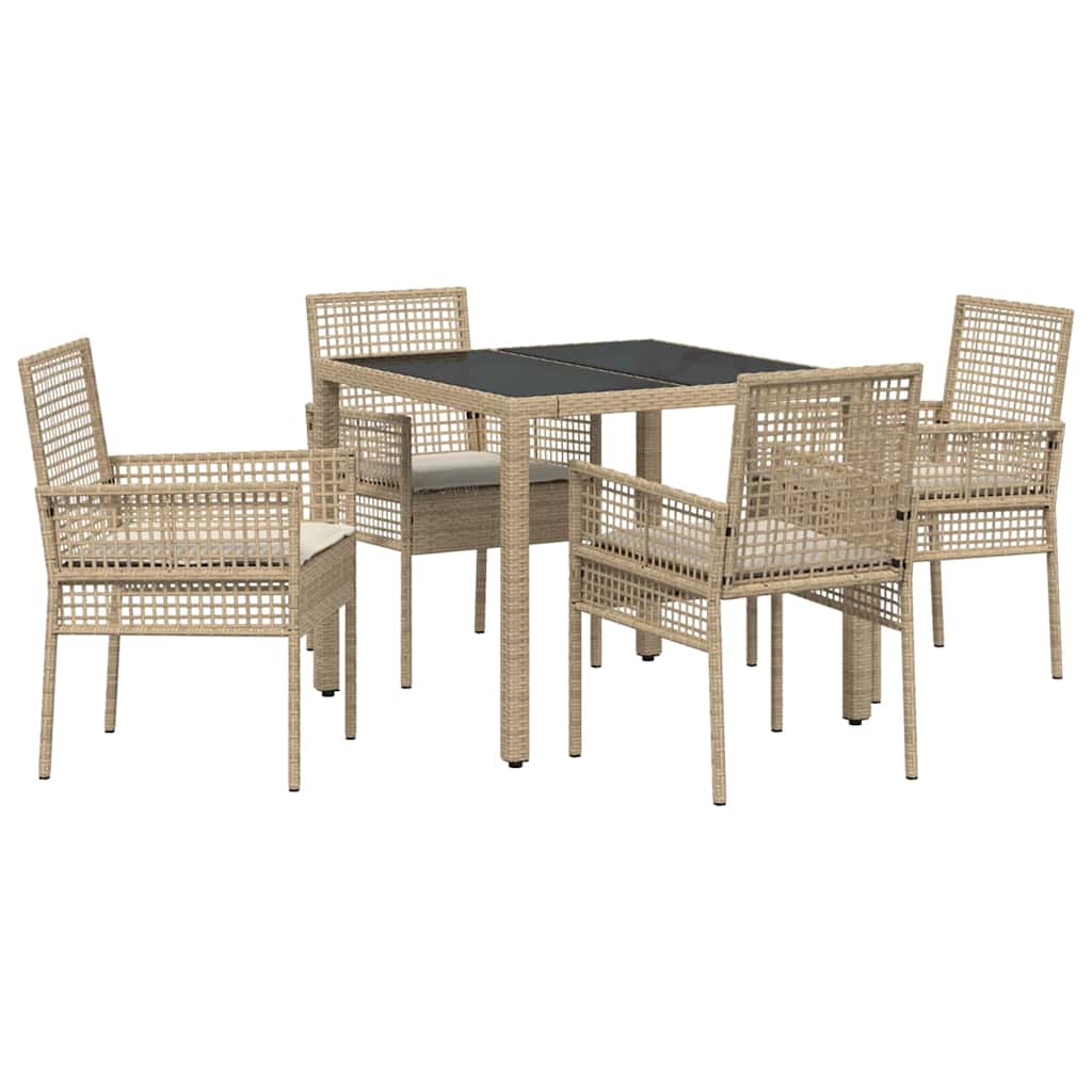 Garden Dining Set 5 pcs Beige Poly rattan