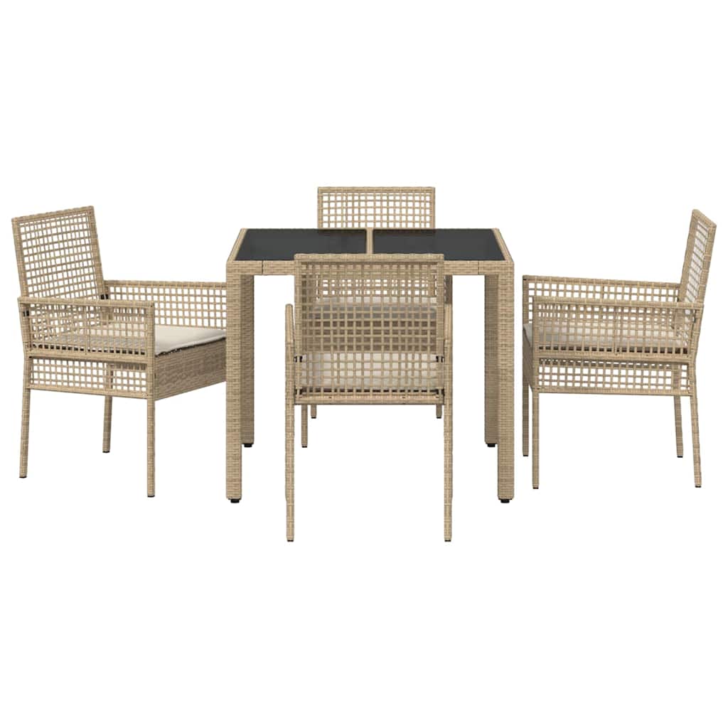 Garden Dining Set 5 pcs Beige Poly rattan