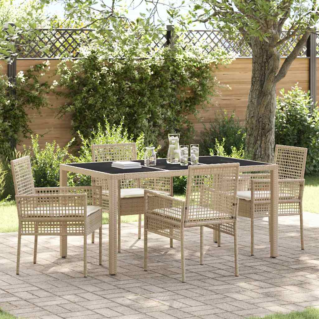 Garden Dining Set 5 pcs Beige Poly rattan