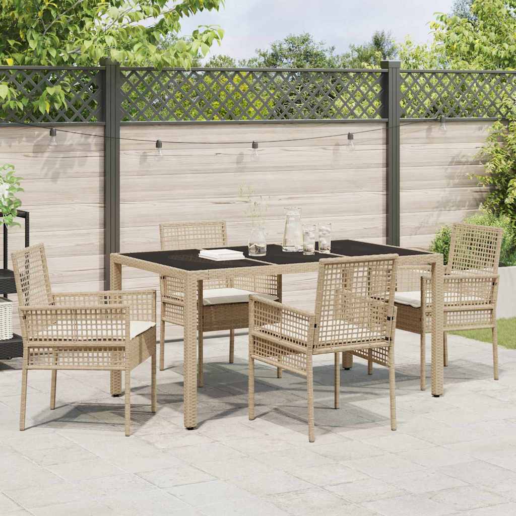 Garden Dining Set 5 pcs Beige Poly rattan