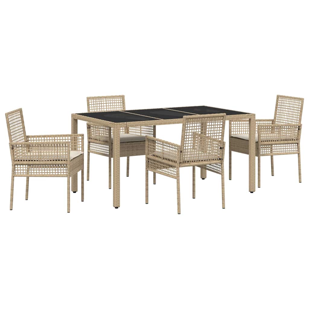 Garden Dining Set 5 pcs Beige Poly rattan