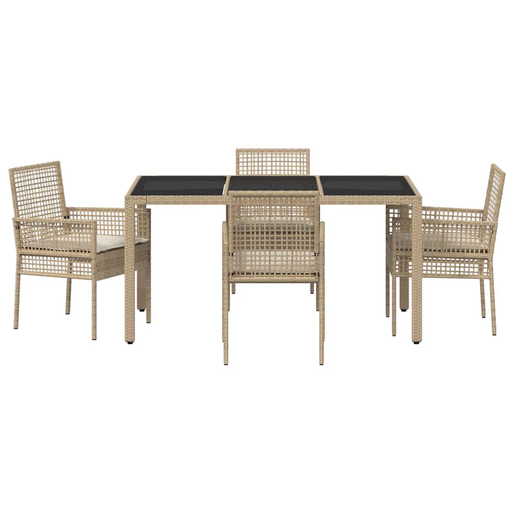 Garden Dining Set 5 pcs Beige Poly rattan