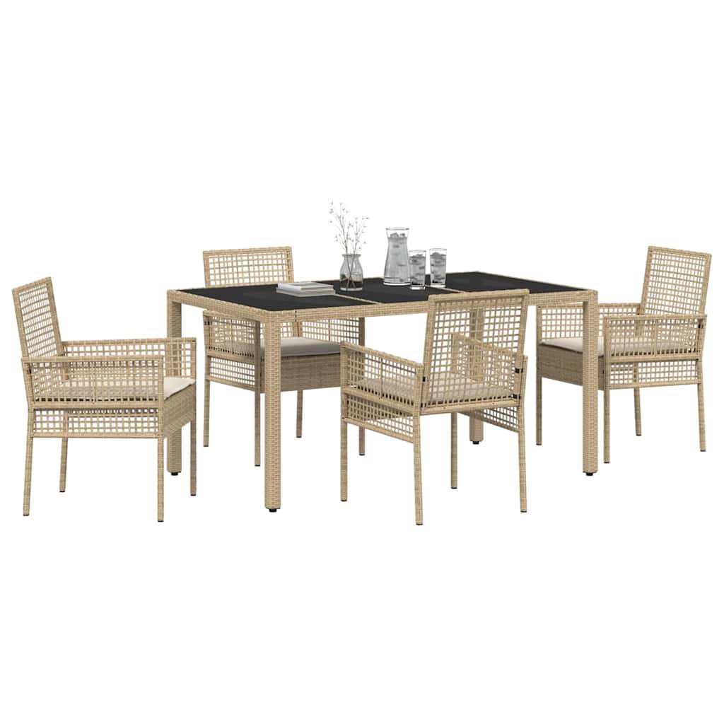 Garden Dining Set 5 pcs Beige Poly rattan