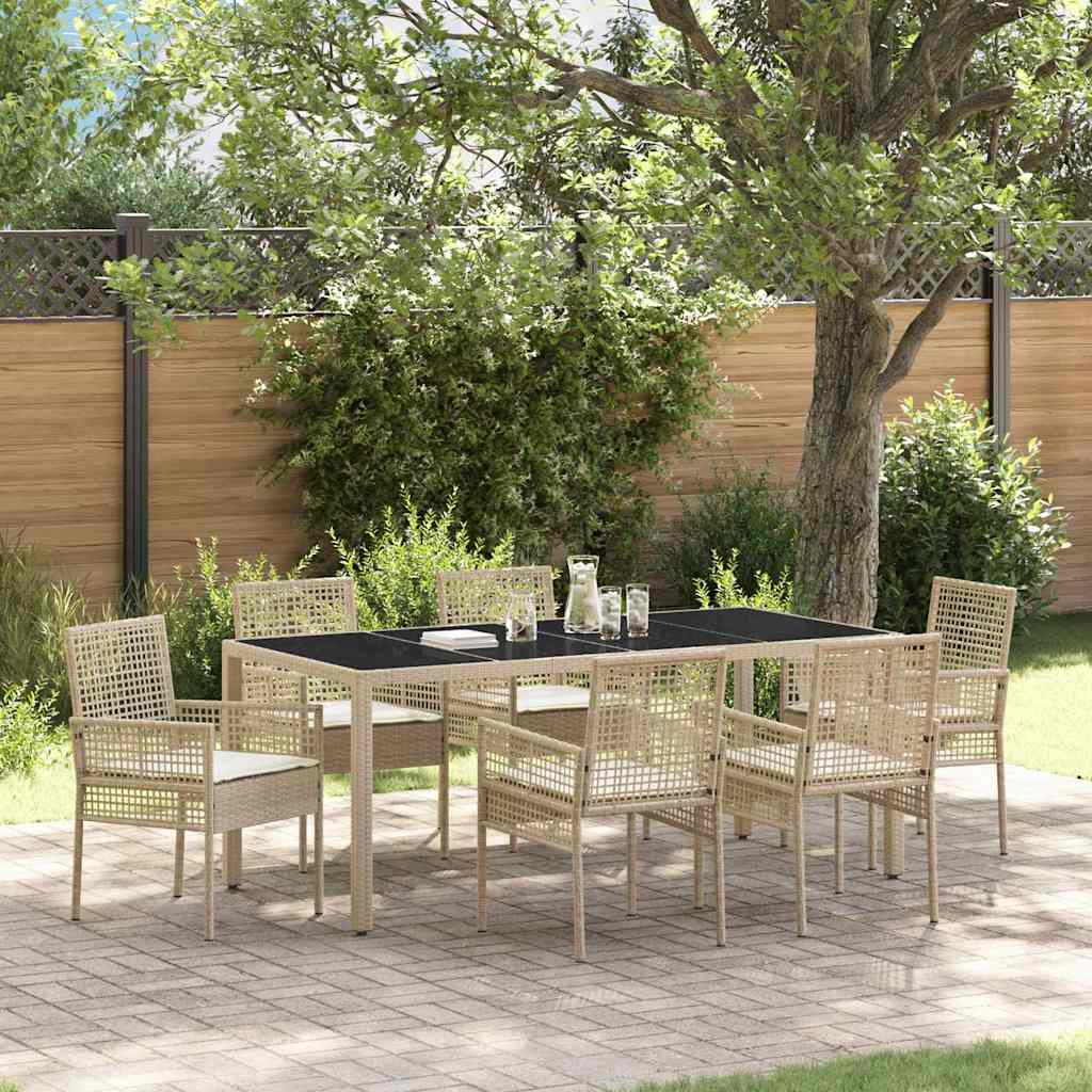 Garden Dining Set 7 pcs Beige Poly rattan
