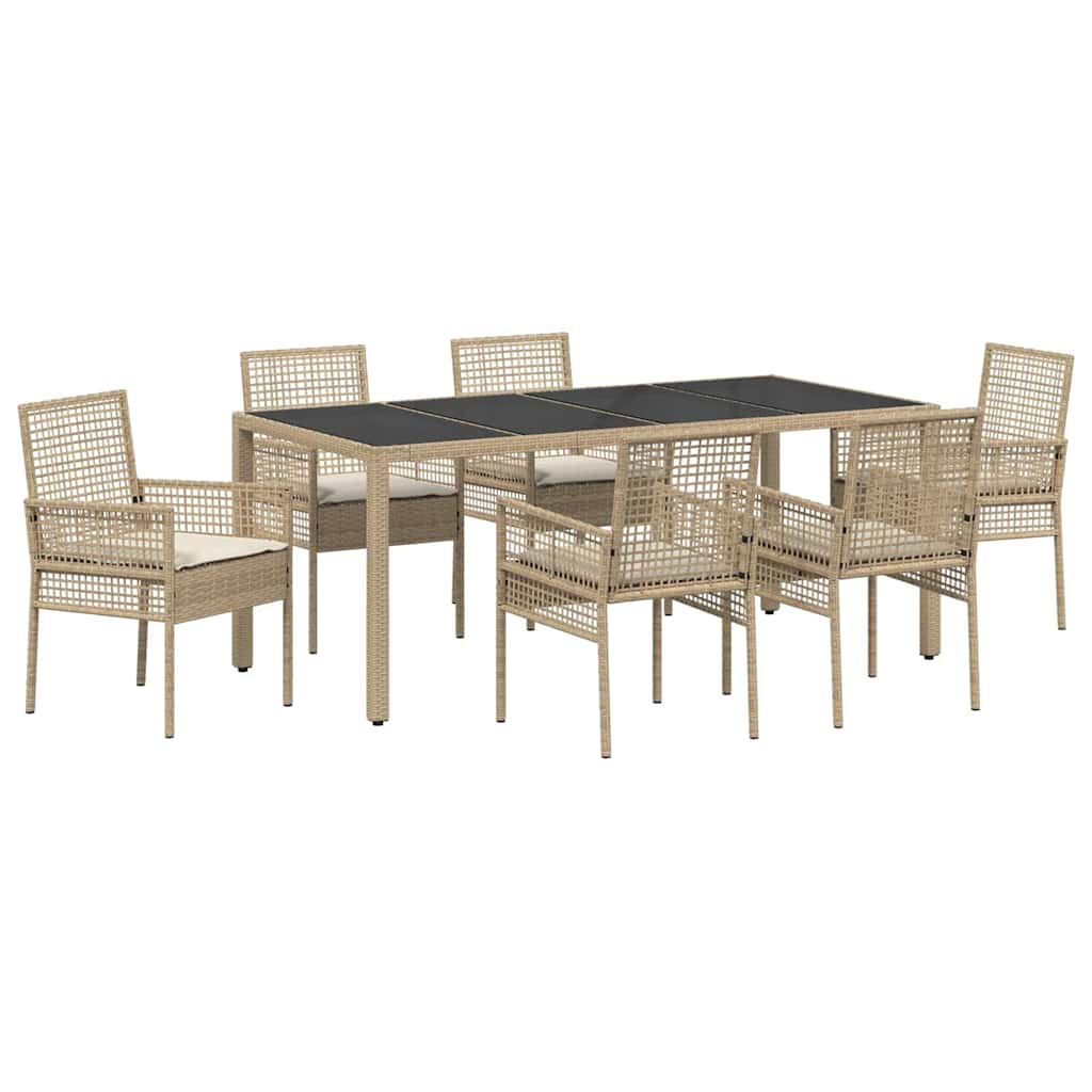 Garden Dining Set 7 pcs Beige Poly rattan
