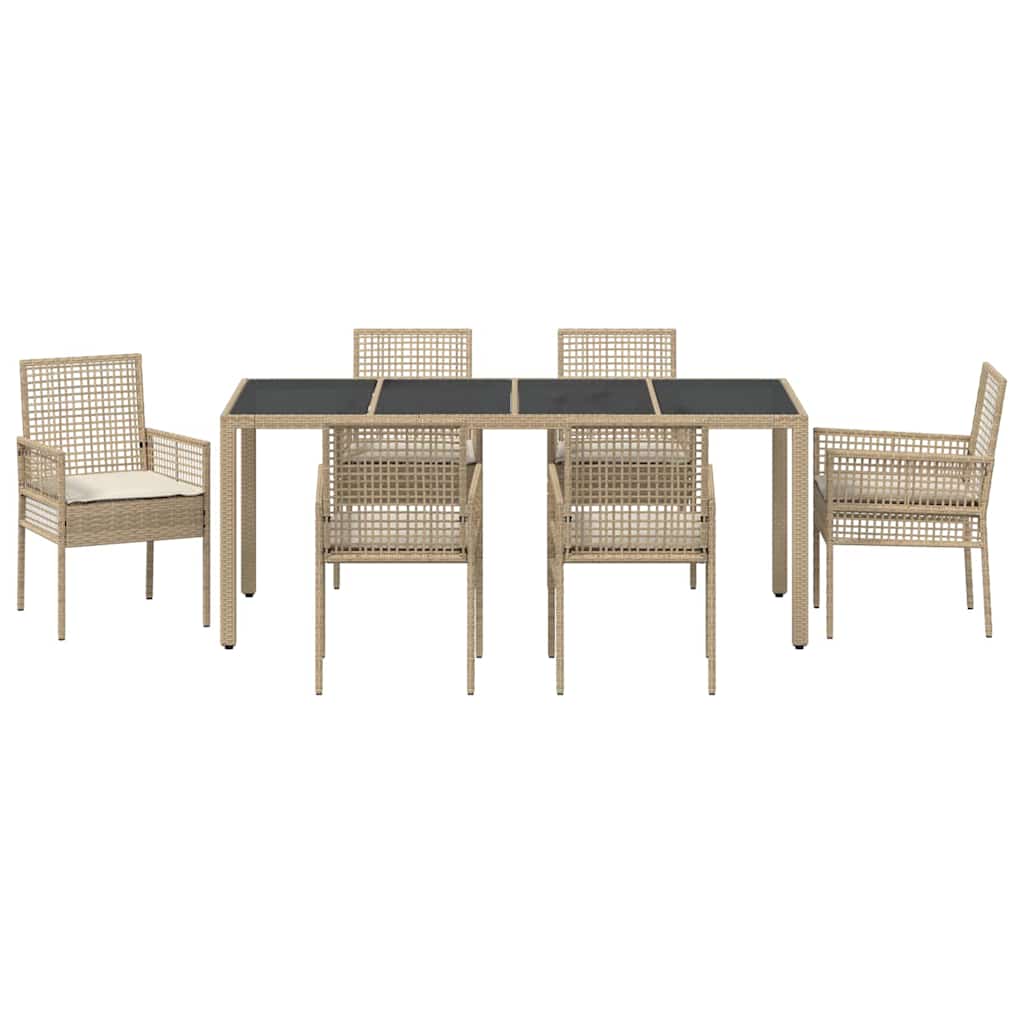 Garden Dining Set 7 pcs Beige Poly rattan