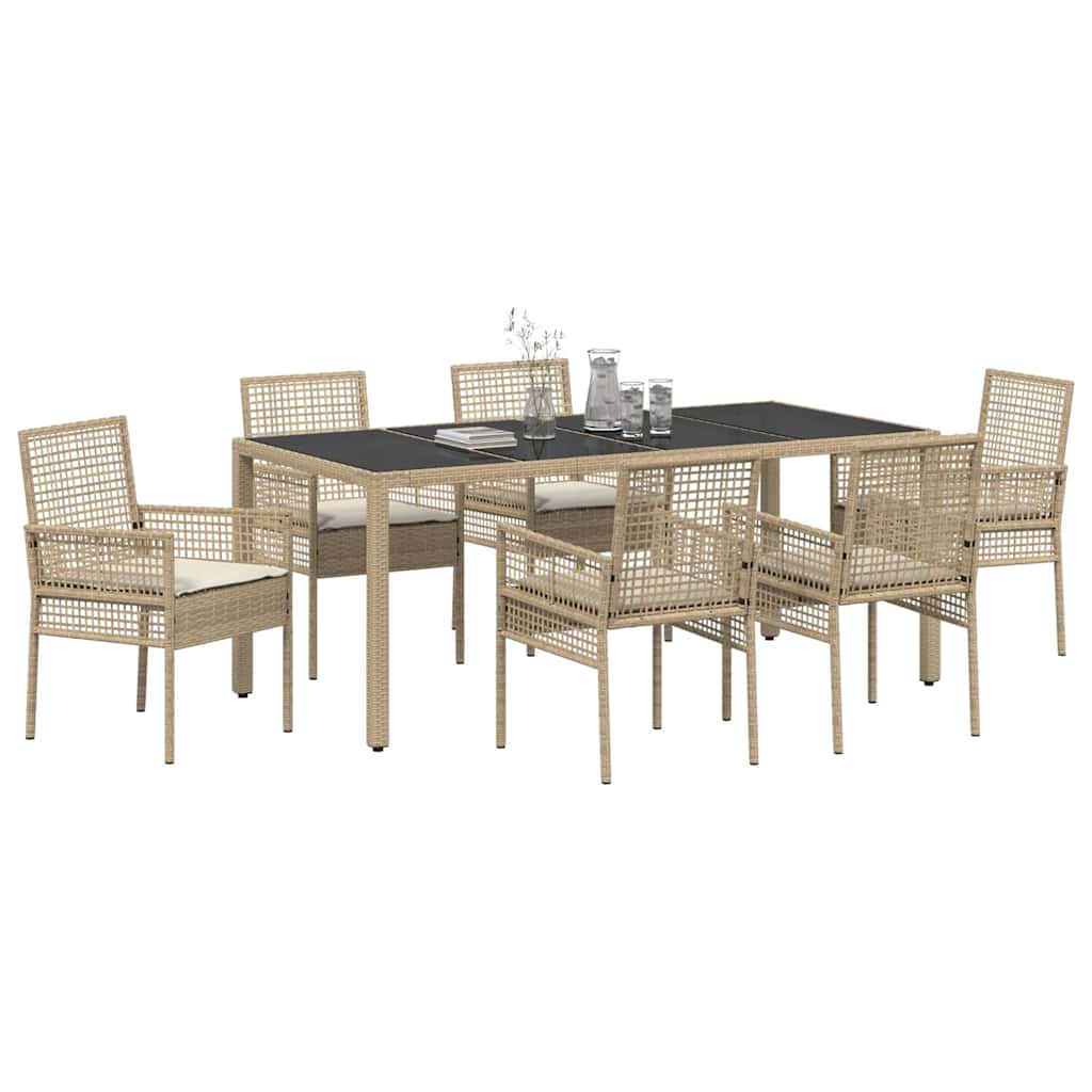 Garden Dining Set 7 pcs Beige Poly rattan