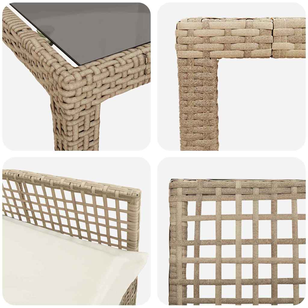 Garden Dining Set 9 pcs Beige Poly rattan