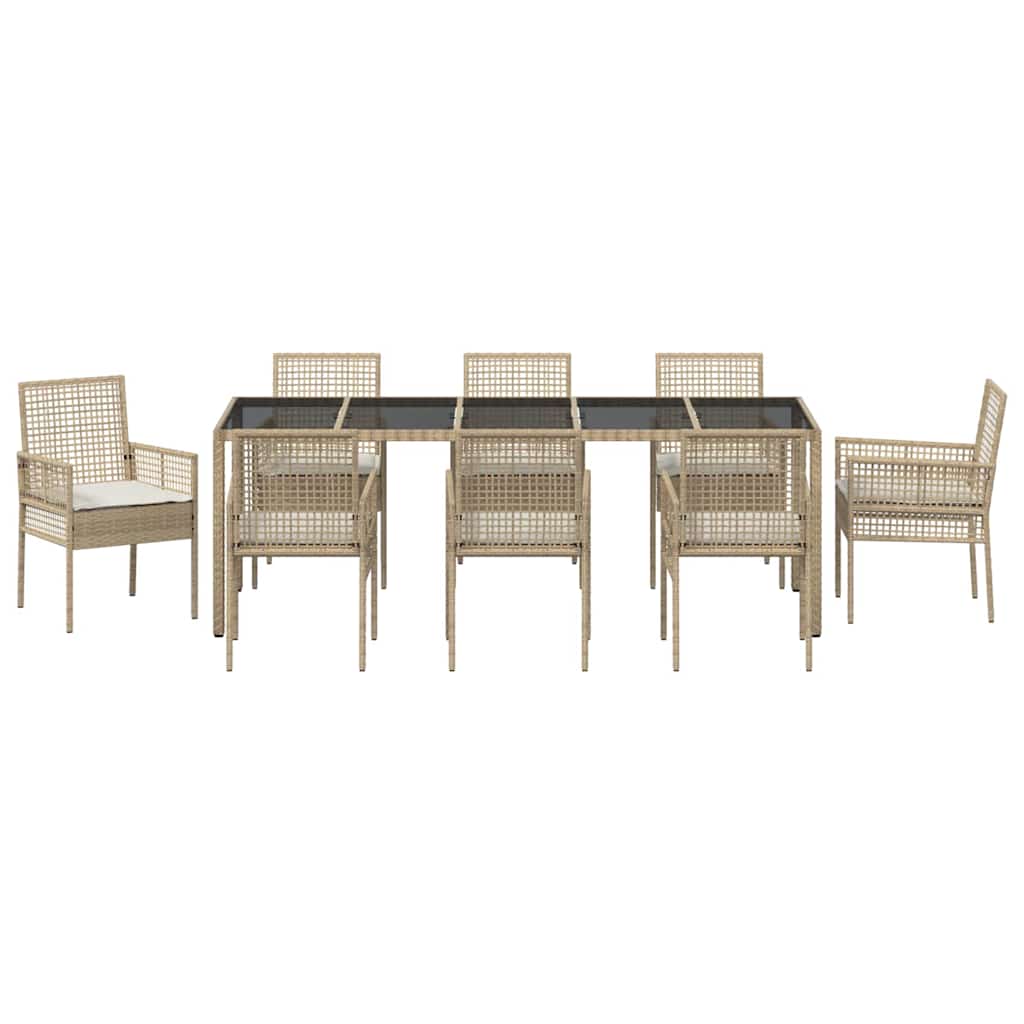 Garden Dining Set 9 pcs Beige Poly rattan