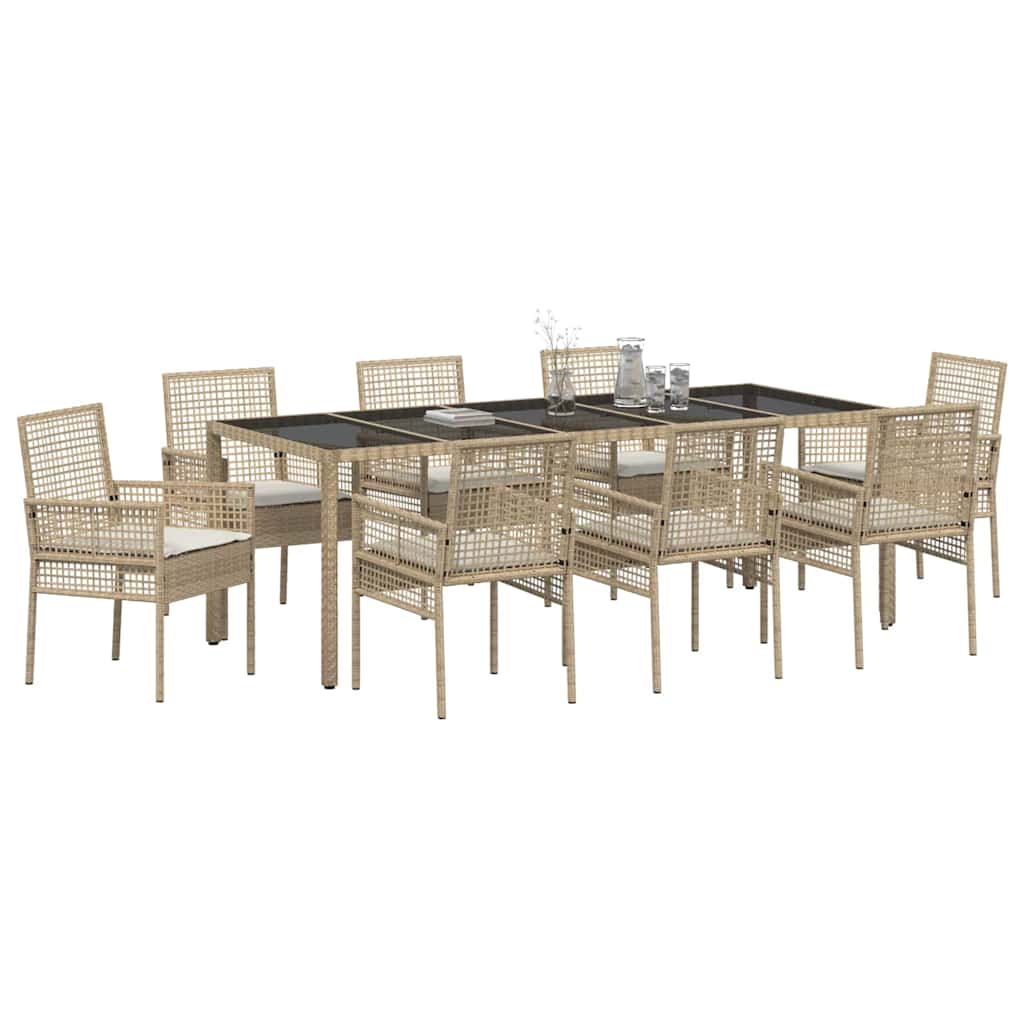 Garden Dining Set 9 pcs Beige Poly rattan