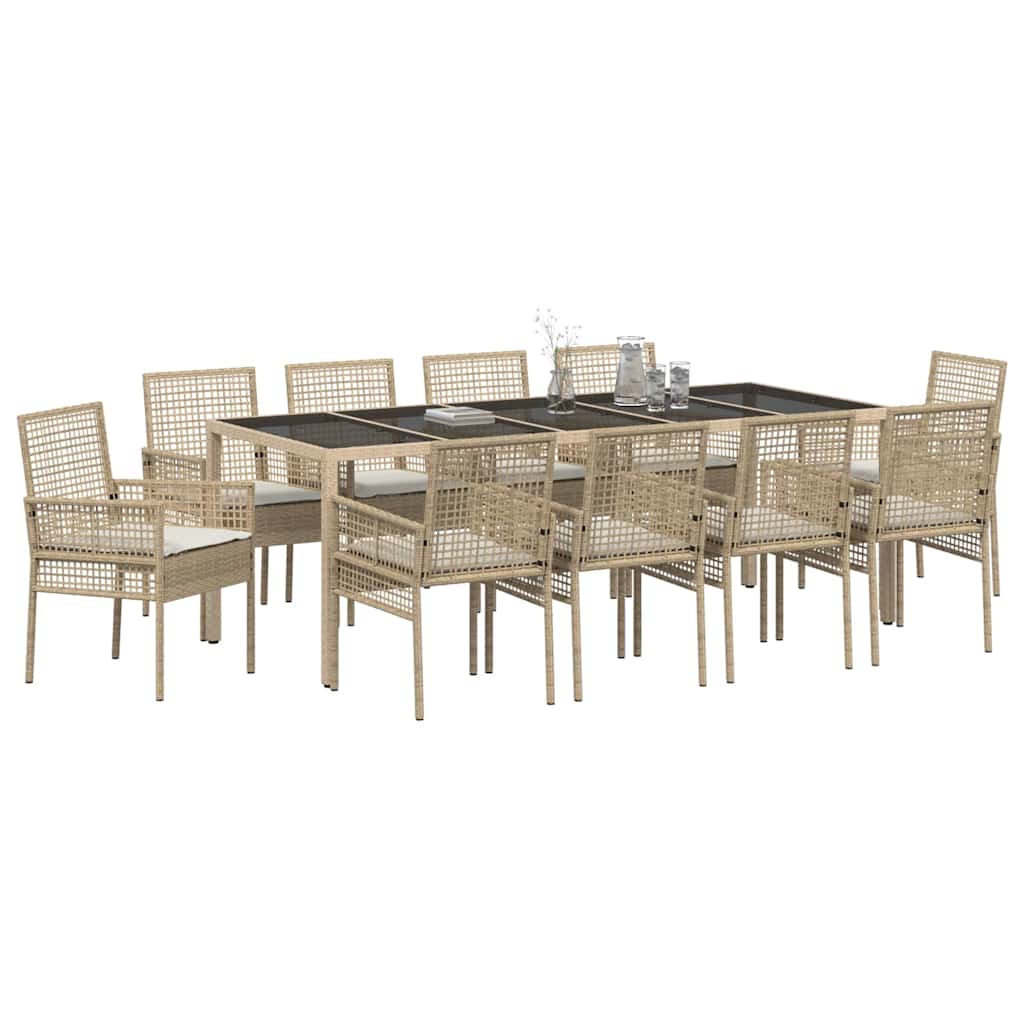 Garden Dining Set 11 pcs Beige Poly rattan