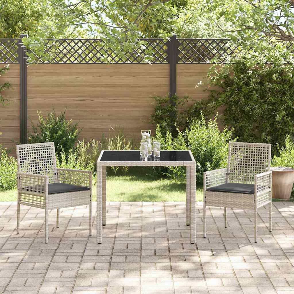 Garden Dining Set 3 pcs Light grey Poly rattan