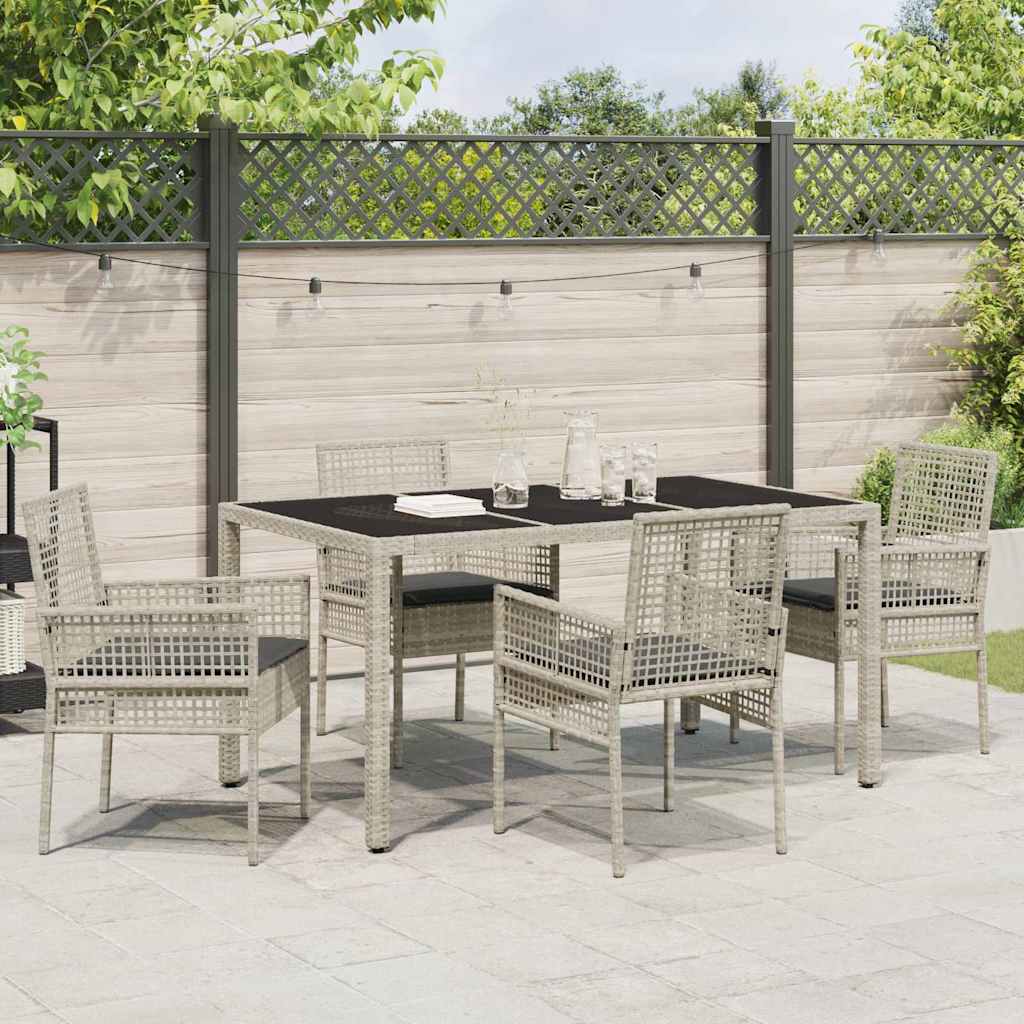 Garden Dining Set 5 pcs Light grey Poly rattan