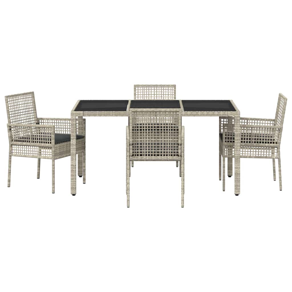 Garden Dining Set 5 pcs Light grey Poly rattan