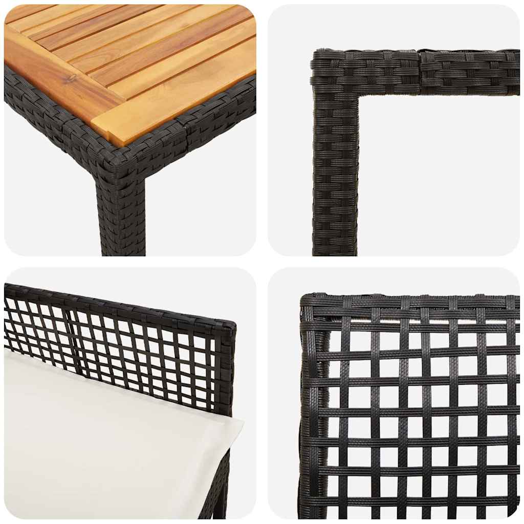 Garden Dining Set 3 pcs Black Poly rattan
