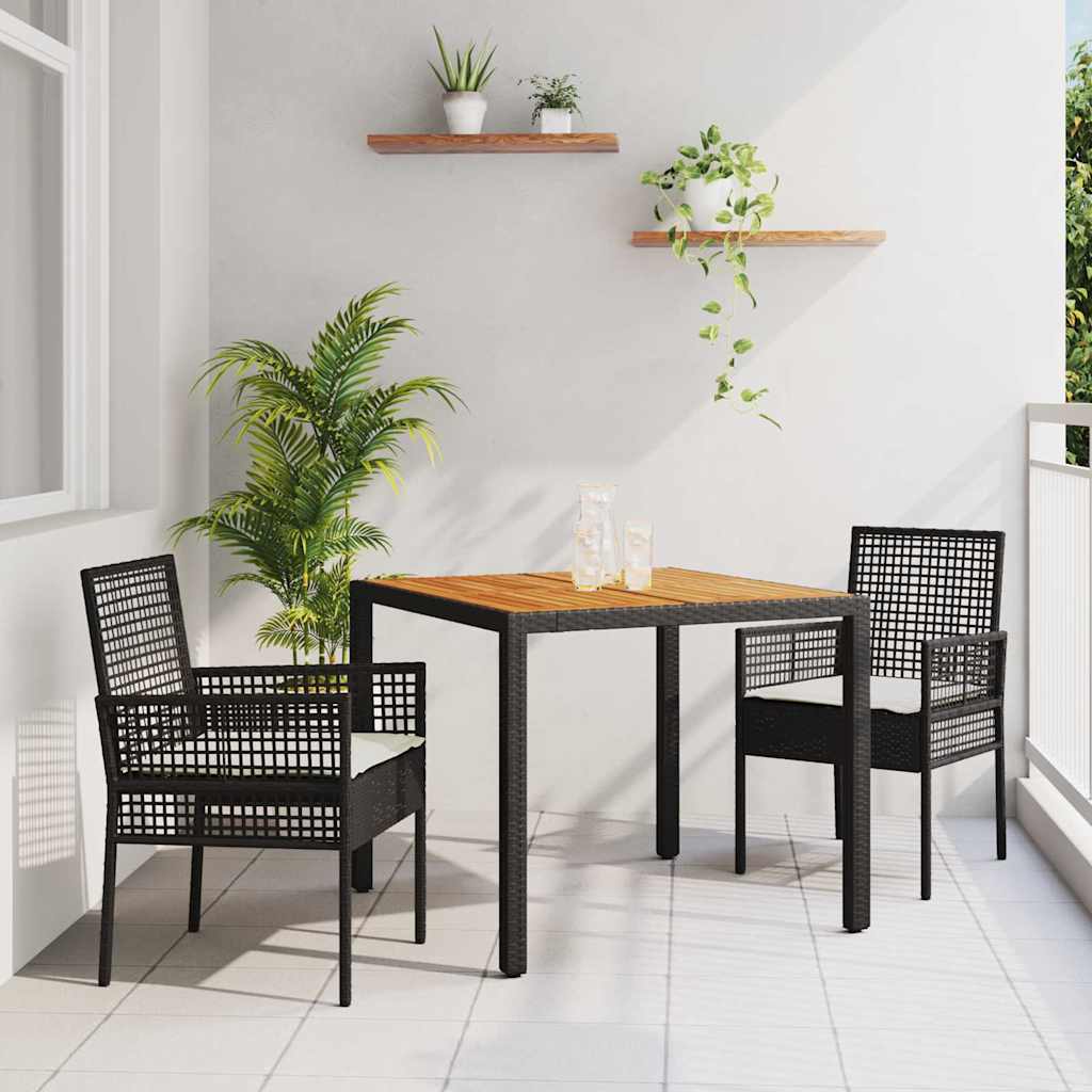 Garden Dining Set 3 pcs Black Poly rattan