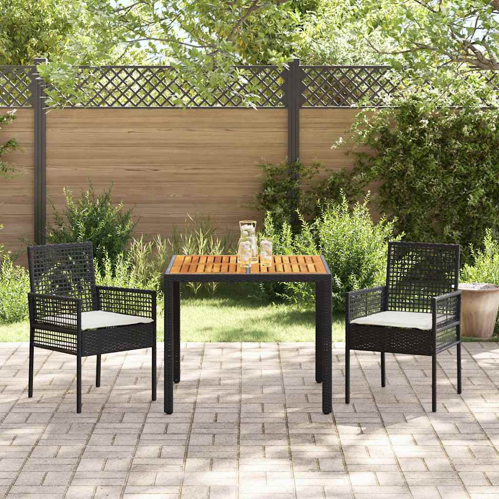 Garden Dining Set 3 pcs Black Poly rattan