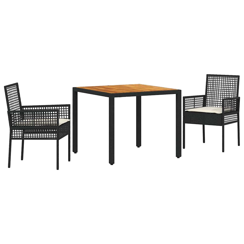 Garden Dining Set 3 pcs Black Poly rattan