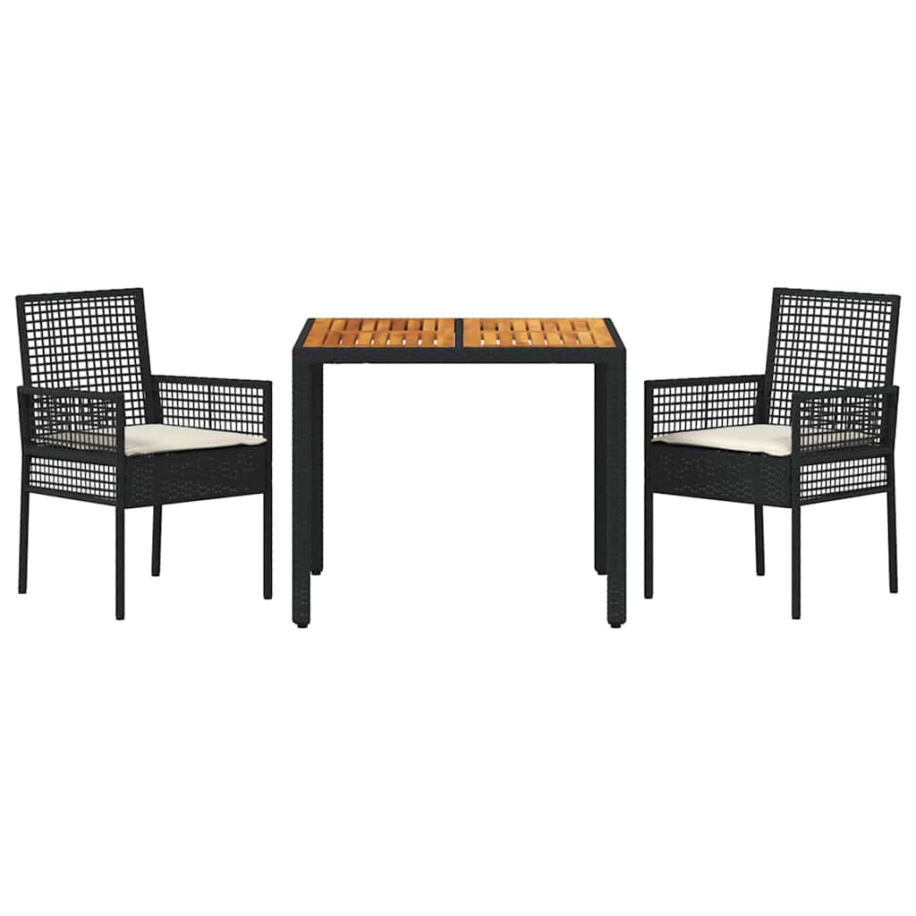 Garden Dining Set 3 pcs Black Poly rattan