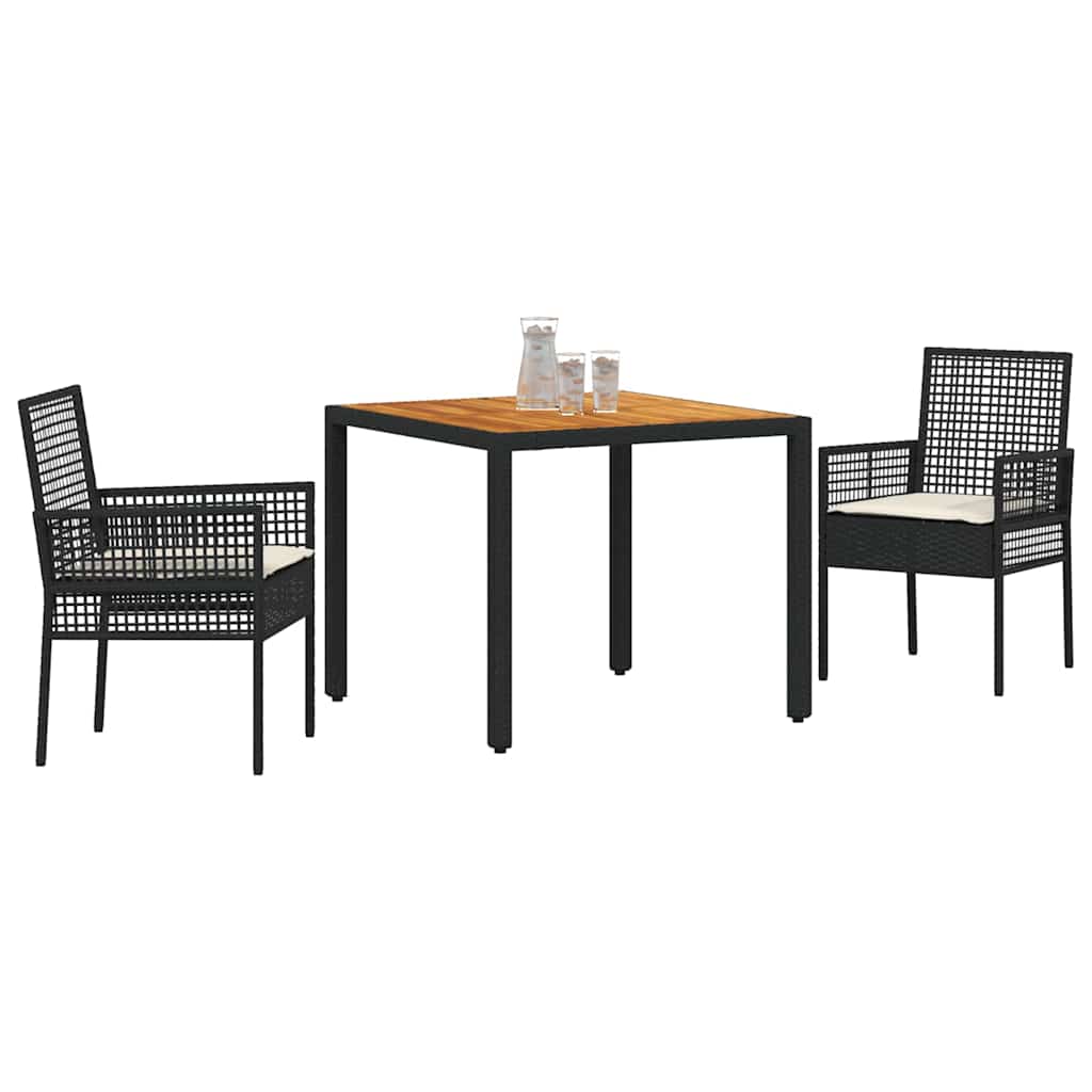 Garden Dining Set 3 pcs Black Poly rattan