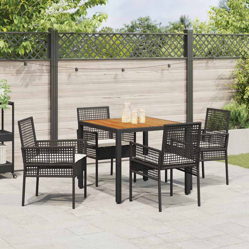 Garden Dining Set 5 pcs Black Poly rattan