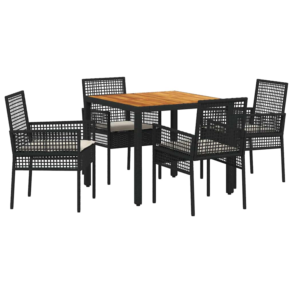 Garden Dining Set 5 pcs Black Poly rattan