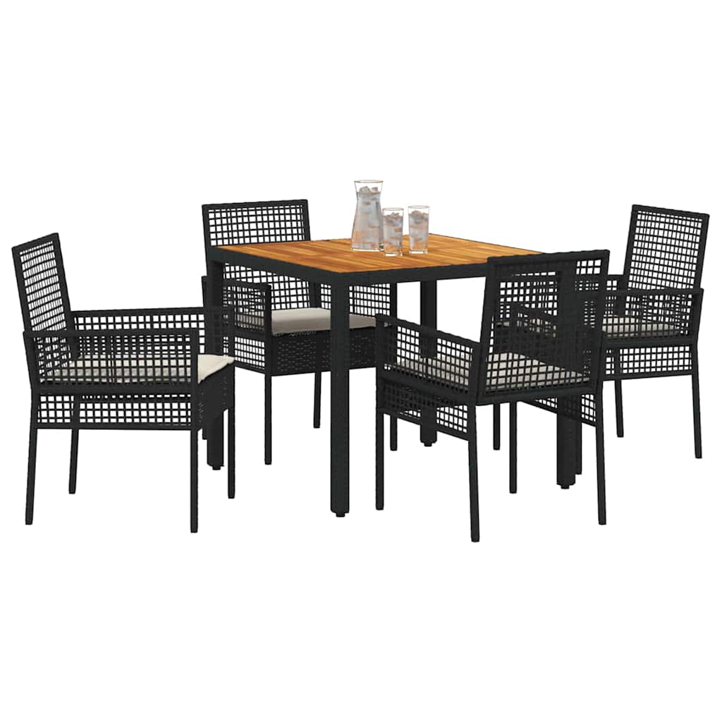 Garden Dining Set 5 pcs Black Poly rattan