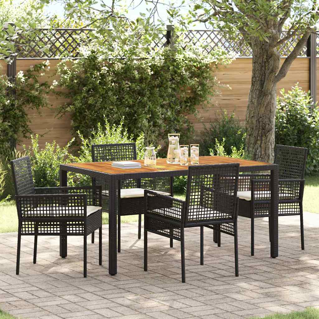 Garden Dining Set 5 pcs Black Poly rattan
