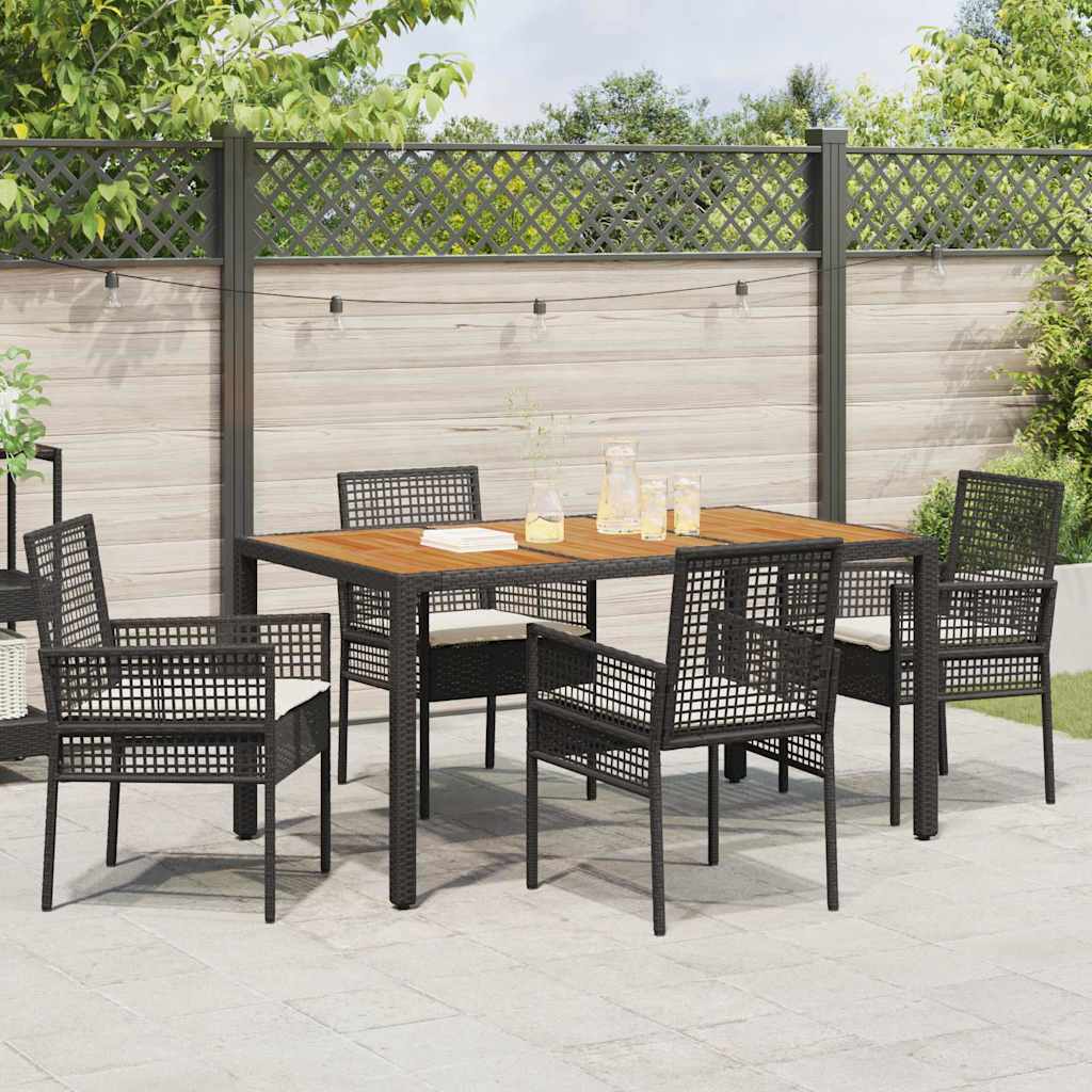 Garden Dining Set 5 pcs Black Poly rattan