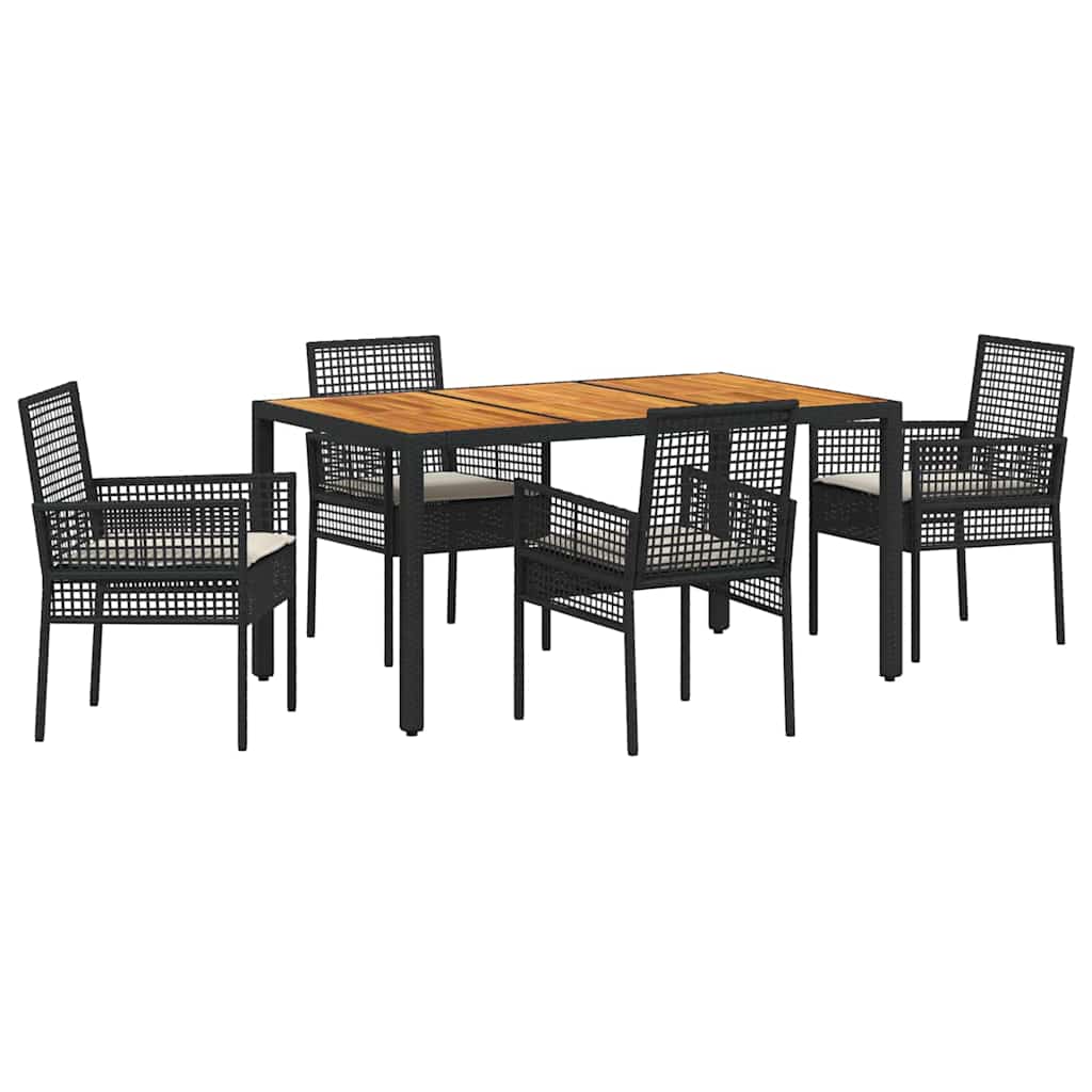 Garden Dining Set 5 pcs Black Poly rattan