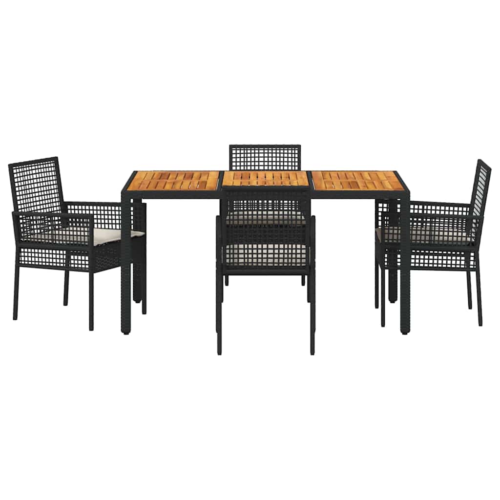 Garden Dining Set 5 pcs Black Poly rattan