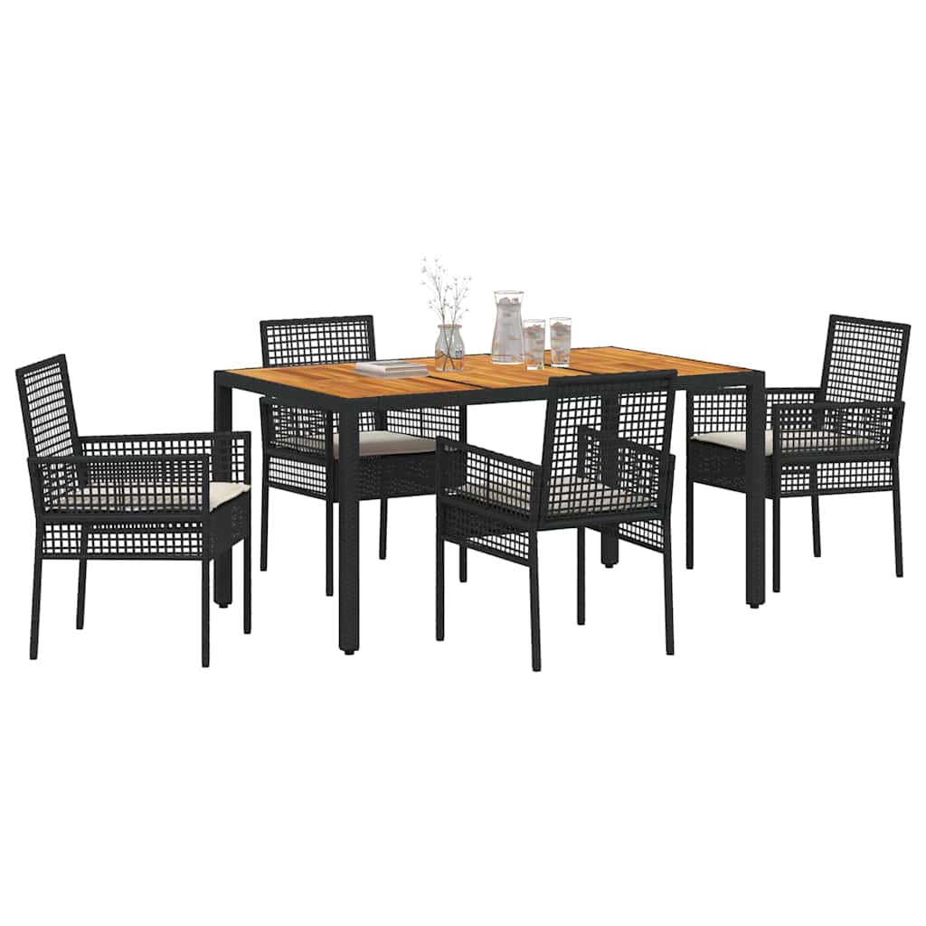 Garden Dining Set 5 pcs Black Poly rattan
