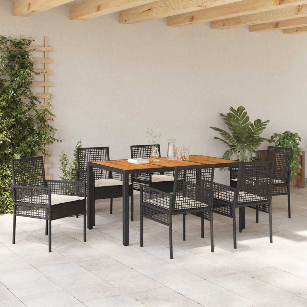Garden Dining Set 7 pcs Black Poly rattan