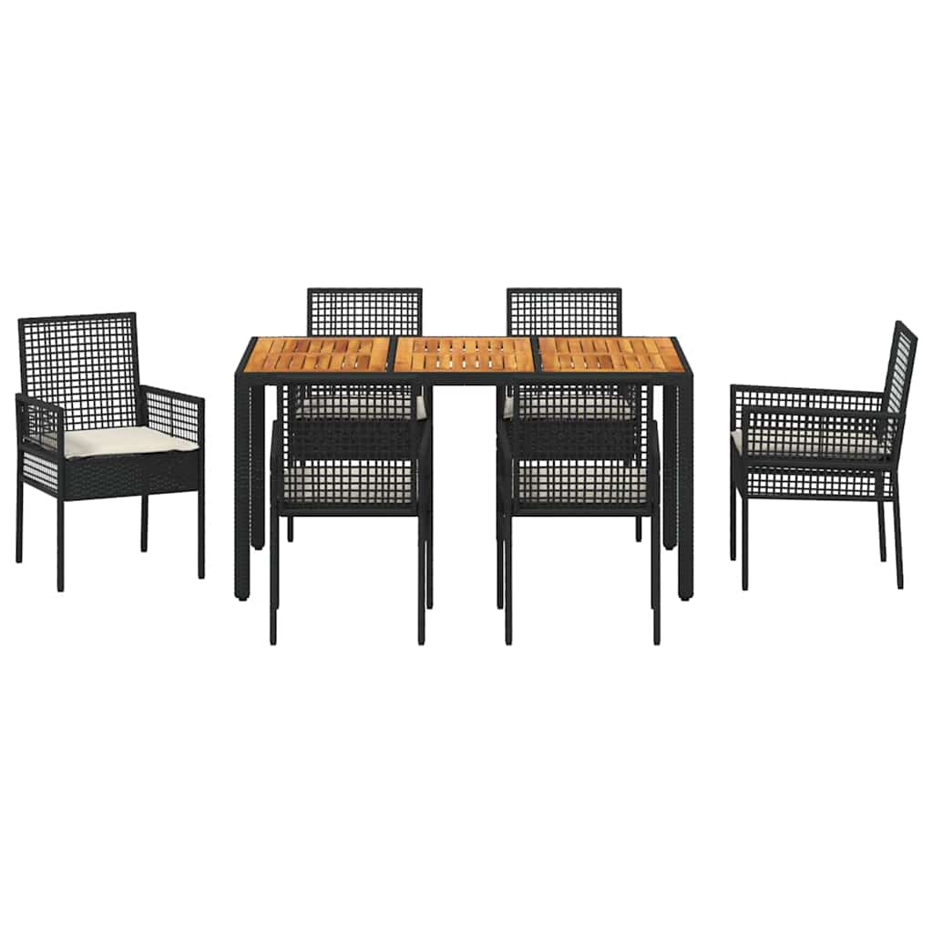 Garden Dining Set 7 pcs Black Poly rattan
